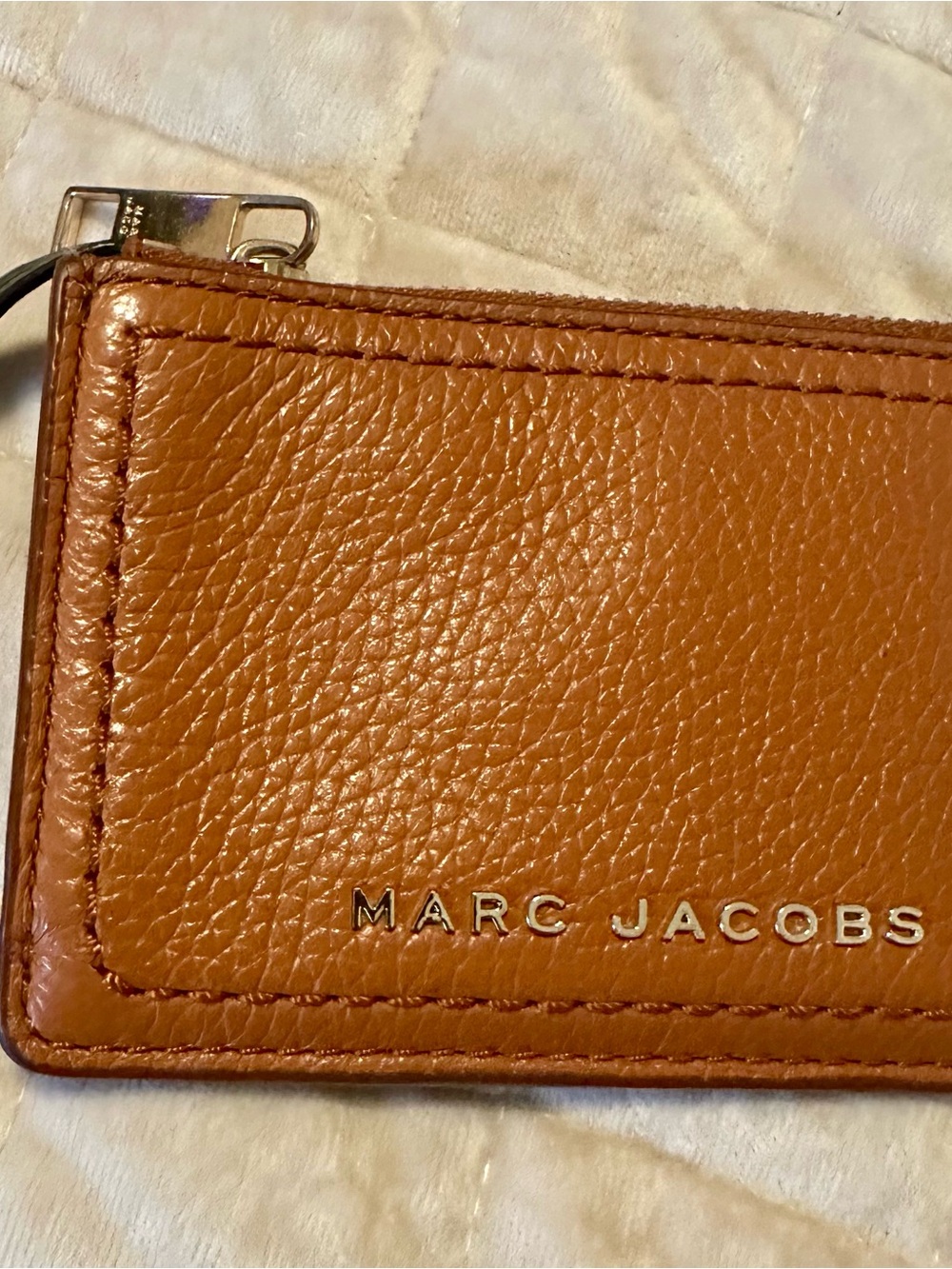 Marc Jacobs Pebbled Leather Card Case in Warm Tan